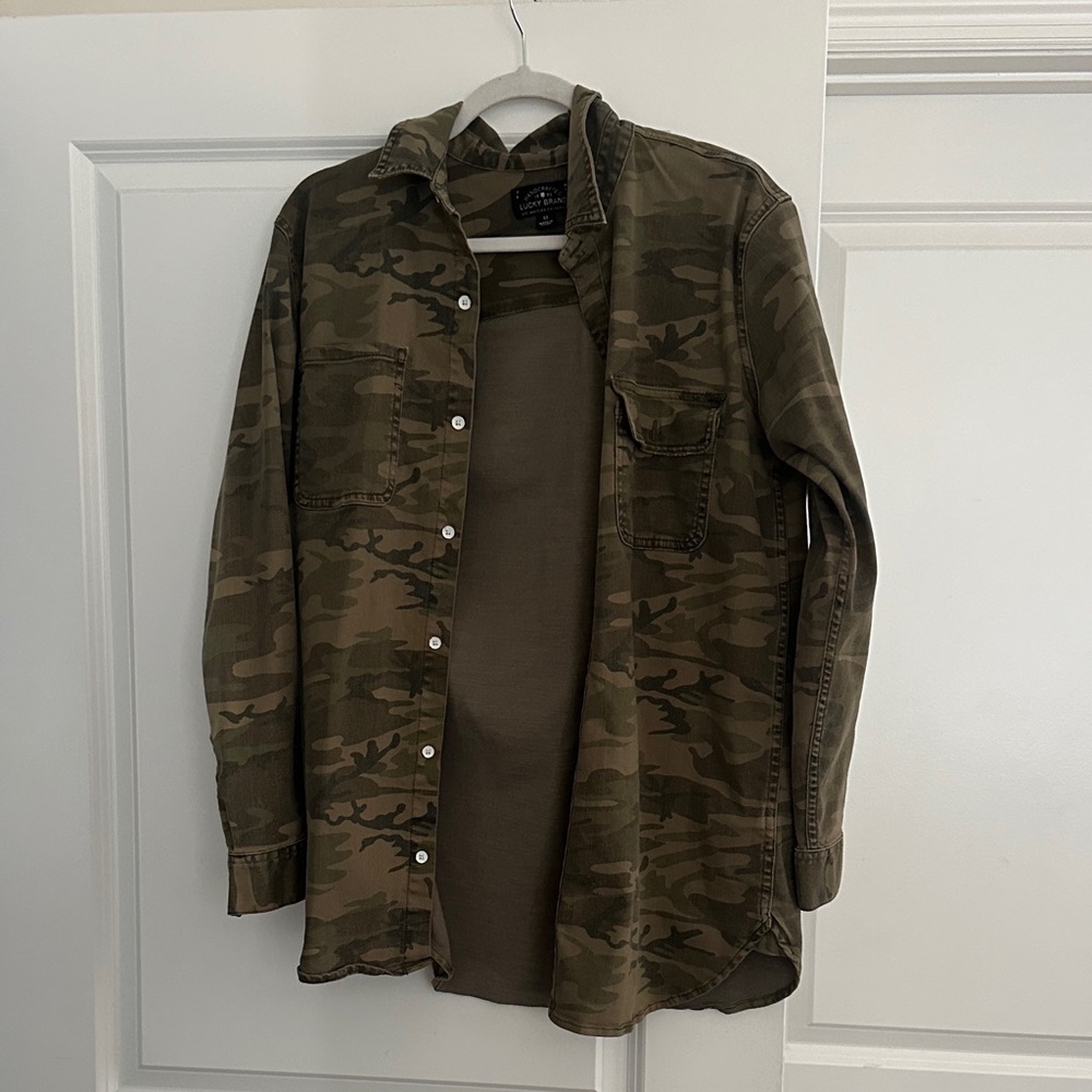 Women’s Camo Button-Up Shirt Jean Jacket